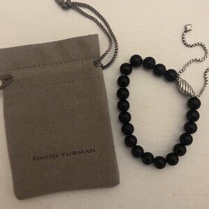 David Yurman Sterling Silver Bracelet with Matte Black Onyx Spiritual Beads